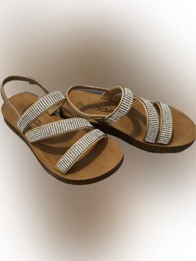 Soda Tan Rhinestone Strap Girls' Sandals